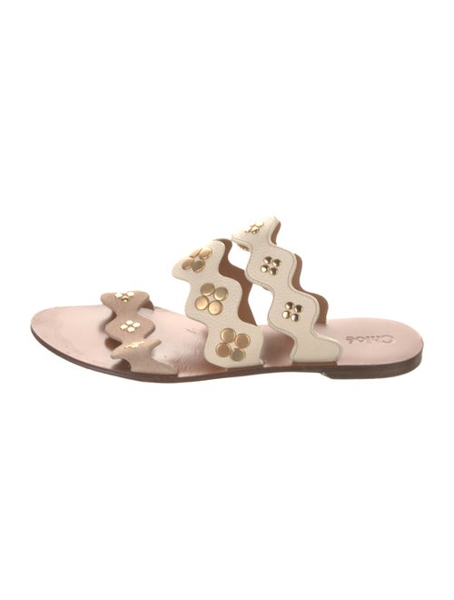 Chloé Leather Studded Accents Slides