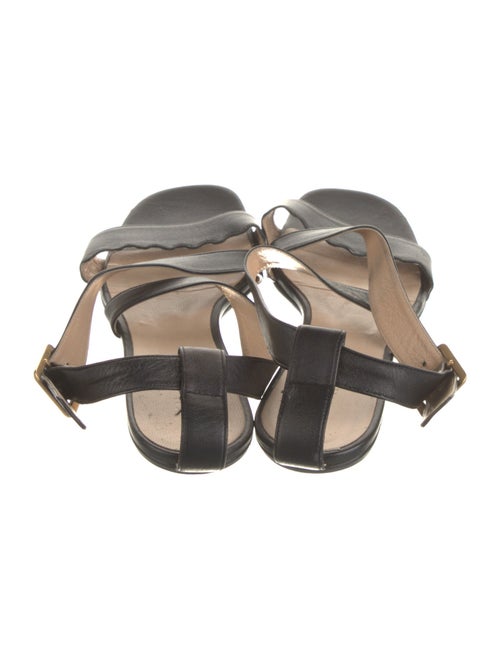 Chloé Leather Scalloped Accent T-Strap Sandals