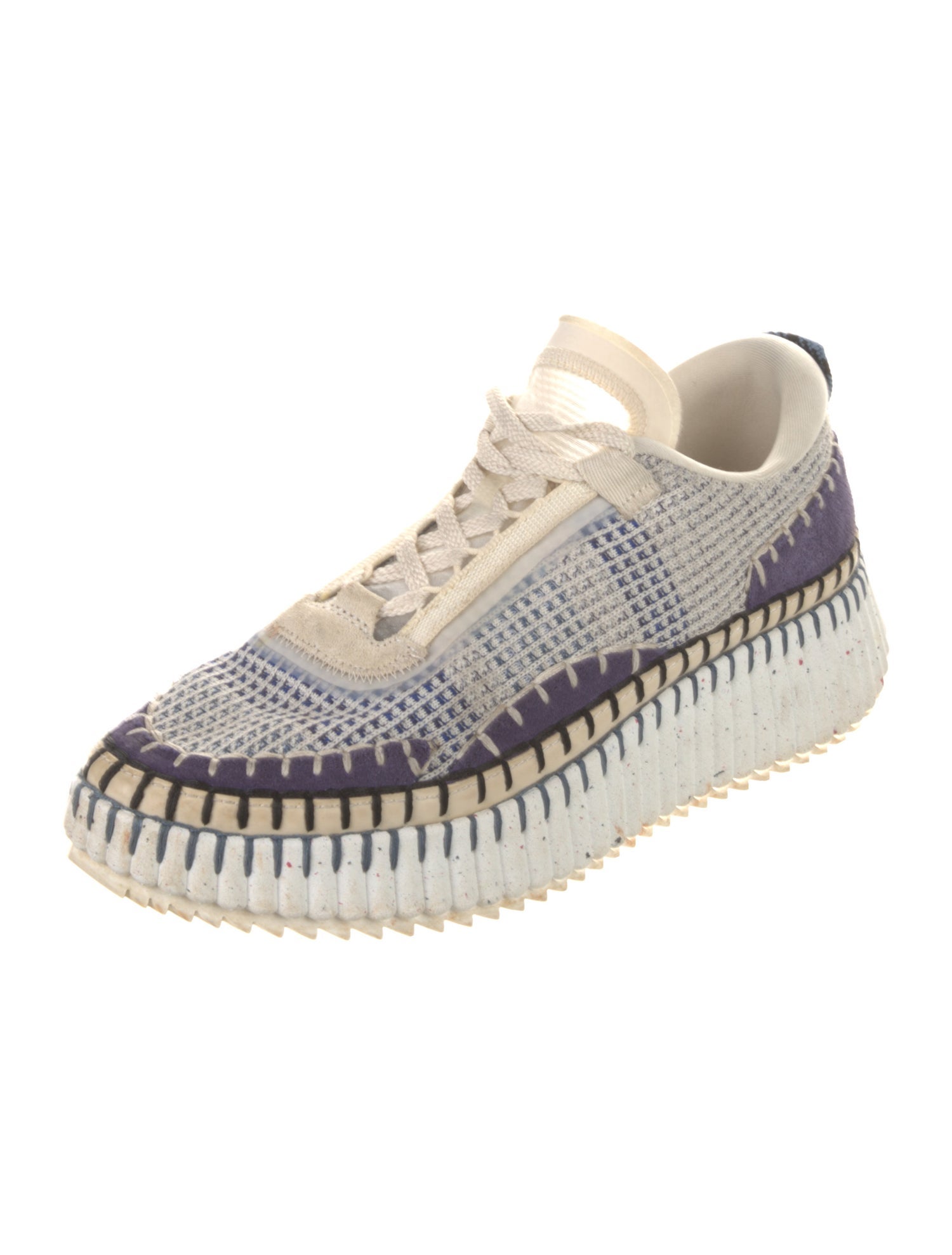 Chloé Colorblock Pattern Whipstitch Trim Sneakers