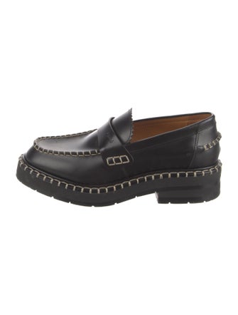 Chloé Leather Whipstitch Trim Loafers