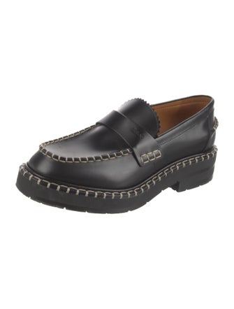 Chloé Leather Whipstitch Trim Loafers