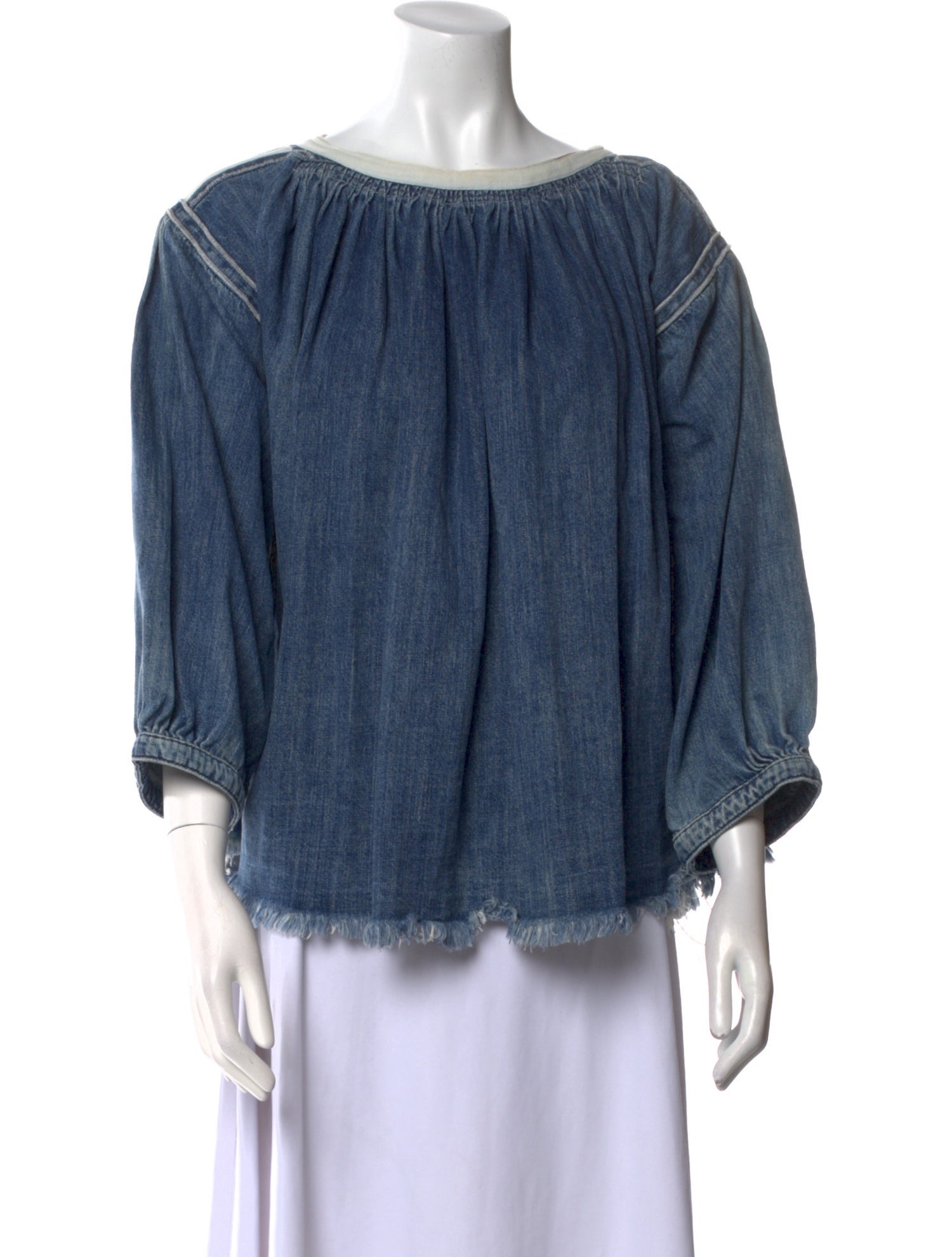 Chloé Bateau Neckline Three-Quarter Sleeve Blouse