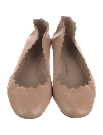 Chloé Leather Scalloped Accent Ballet Flats