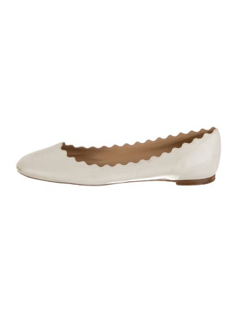 Chloé Leather Scalloped Accent Ballet Flats