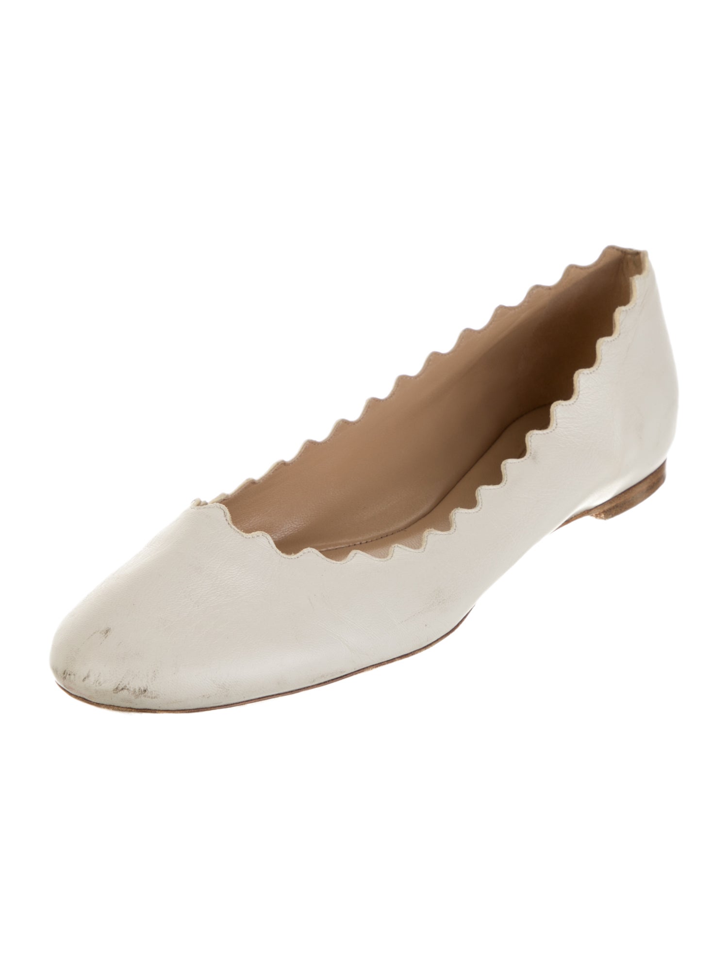 Chloé Leather Scalloped Accent Ballet Flats