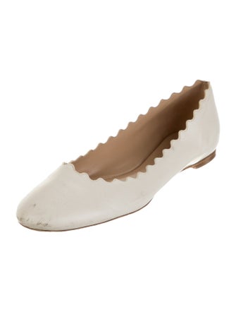 Chloé Leather Scalloped Accent Ballet Flats
