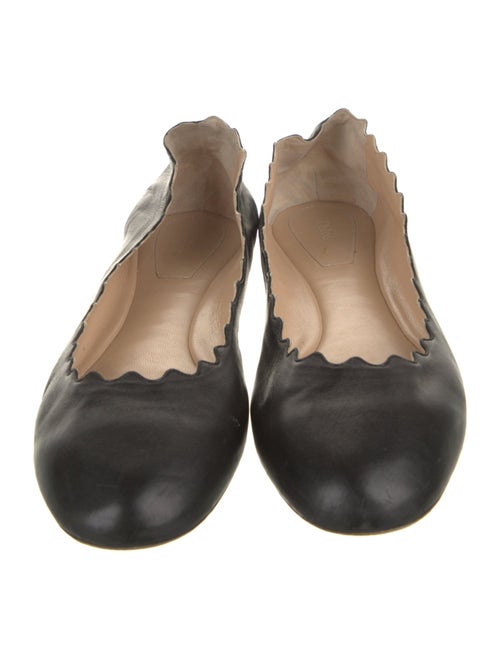 Chloé Leather Scalloped Accent Ballet Flats