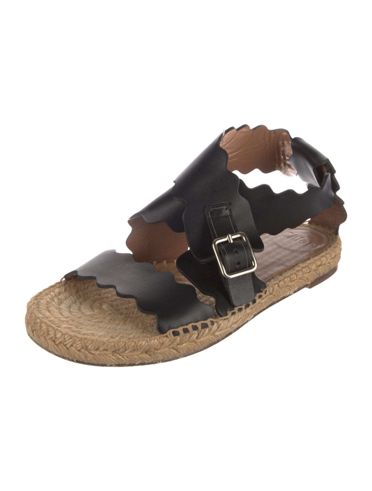 Chloé Leather Scalloped Accent Espadrilles