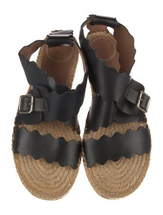 Chloé Leather Scalloped Accent Espadrilles