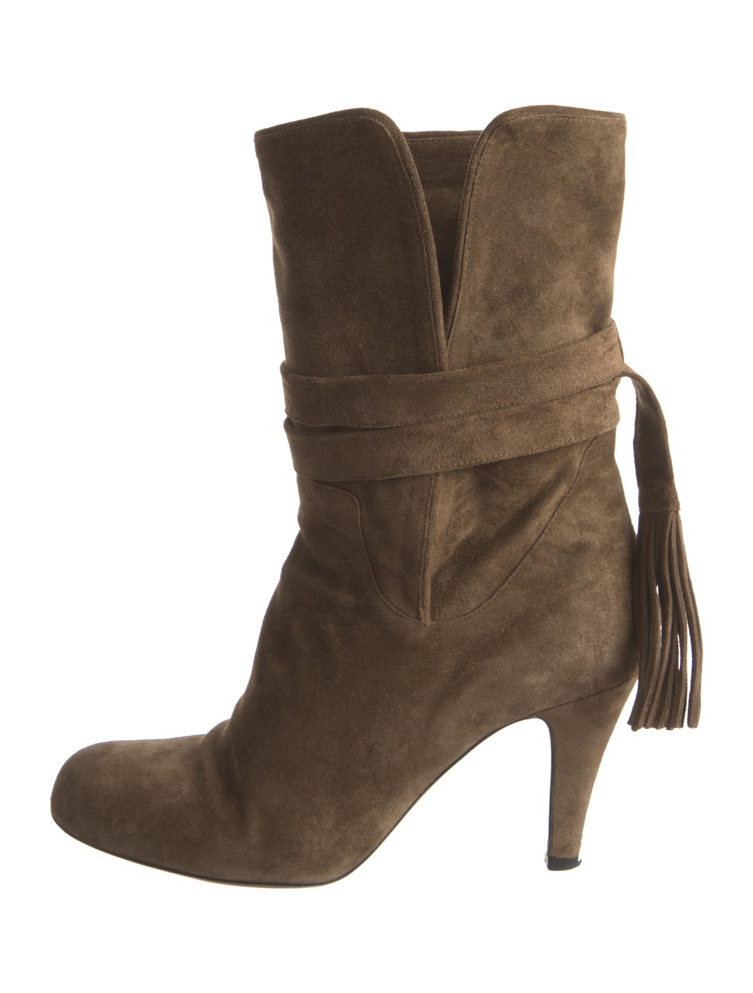 Chloé Suede Fringe Trim Accent Boots