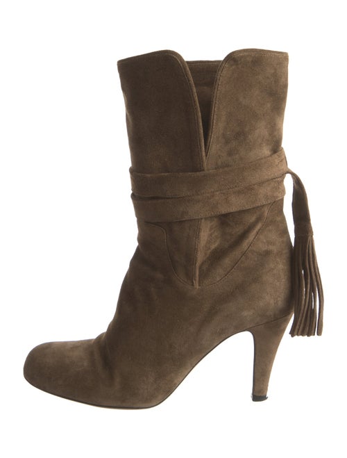 Chloé Suede Fringe Trim Accent Boots