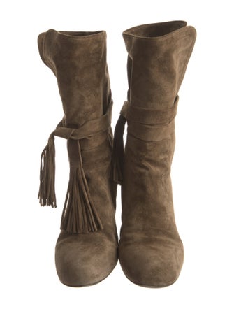 Chloé Suede Fringe Trim Accent Boots