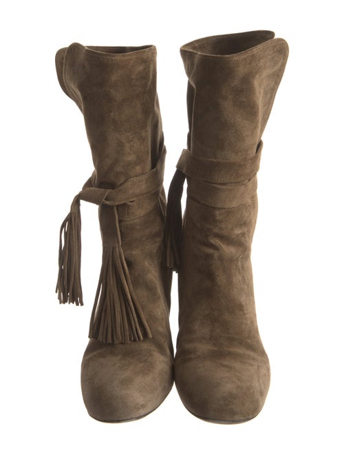 Chloé Suede Fringe Trim Accent Boots