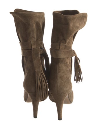 Chloé Suede Fringe Trim Accent Boots