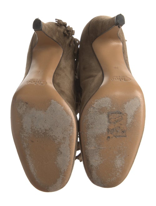 Chloé Suede Fringe Trim Accent Boots