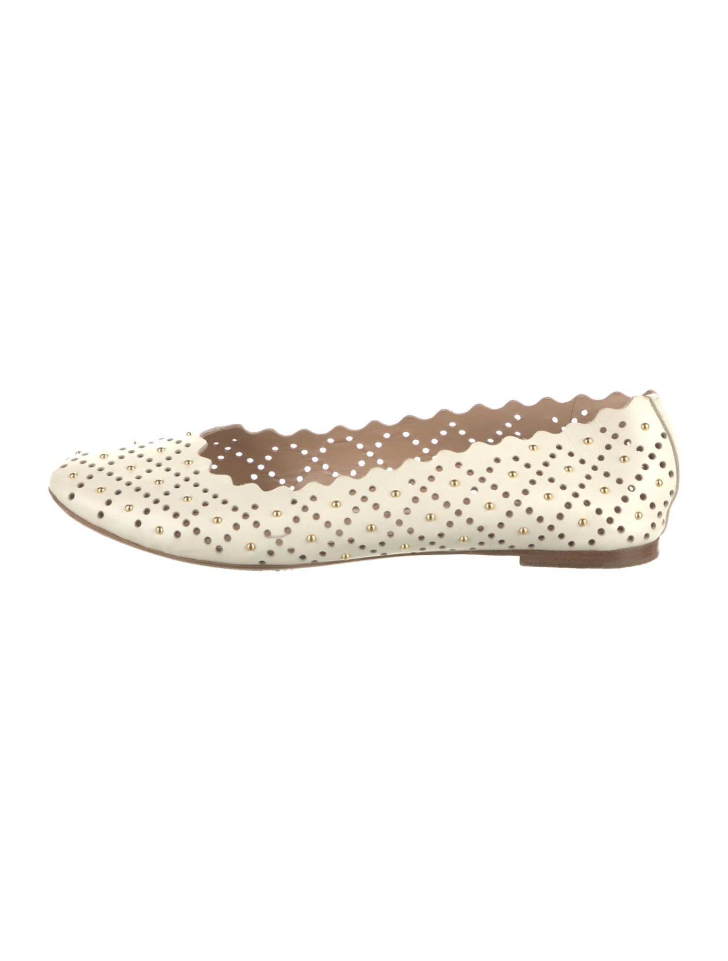 Chloé Leather Studded Accents Ballet Flats