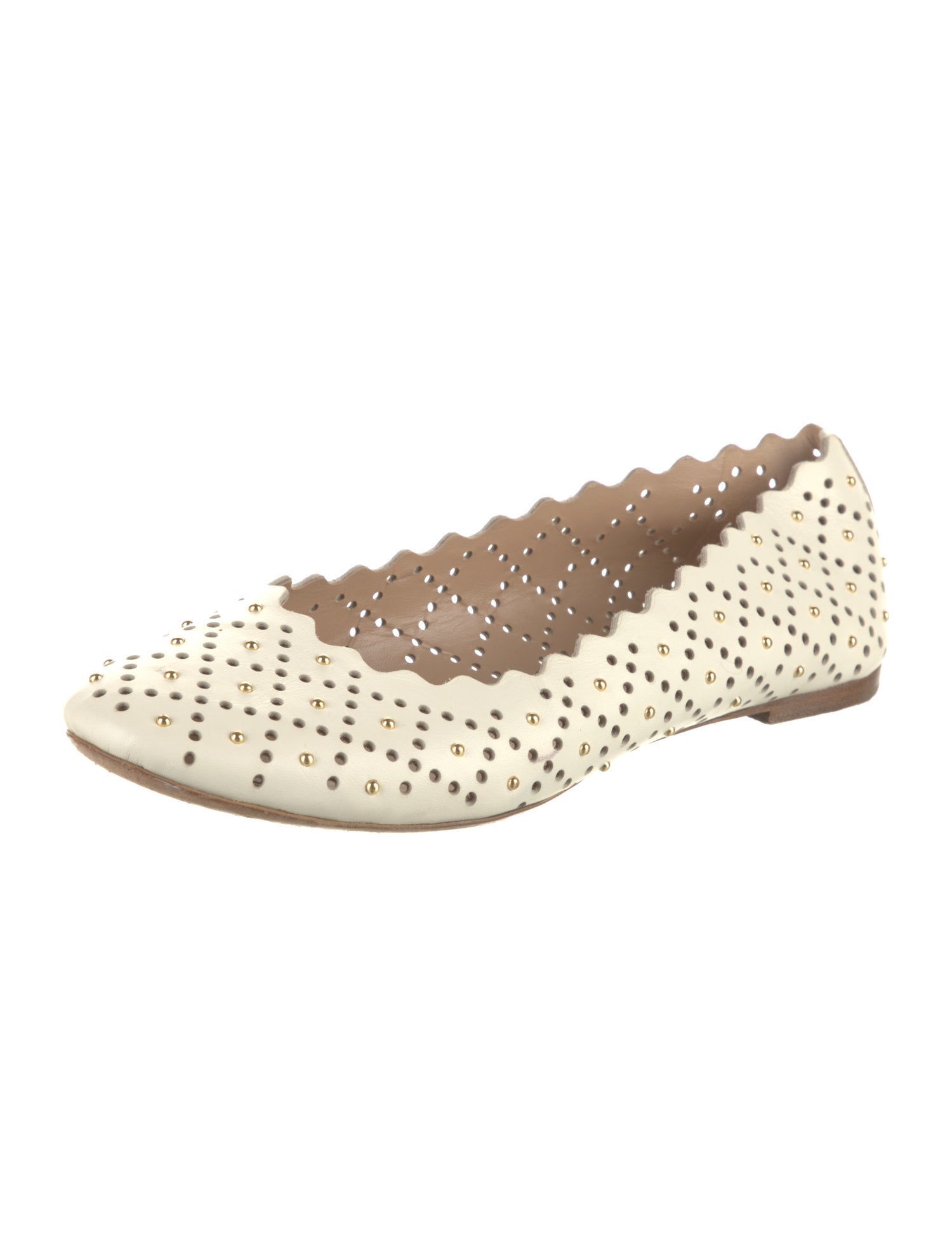 Chloé Leather Studded Accents Ballet Flats