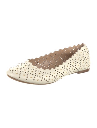 Chloé Leather Studded Accents Ballet Flats