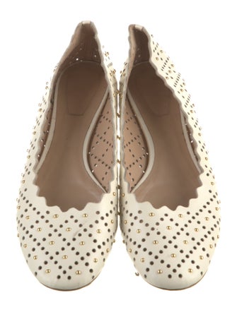 Chloé Leather Studded Accents Ballet Flats