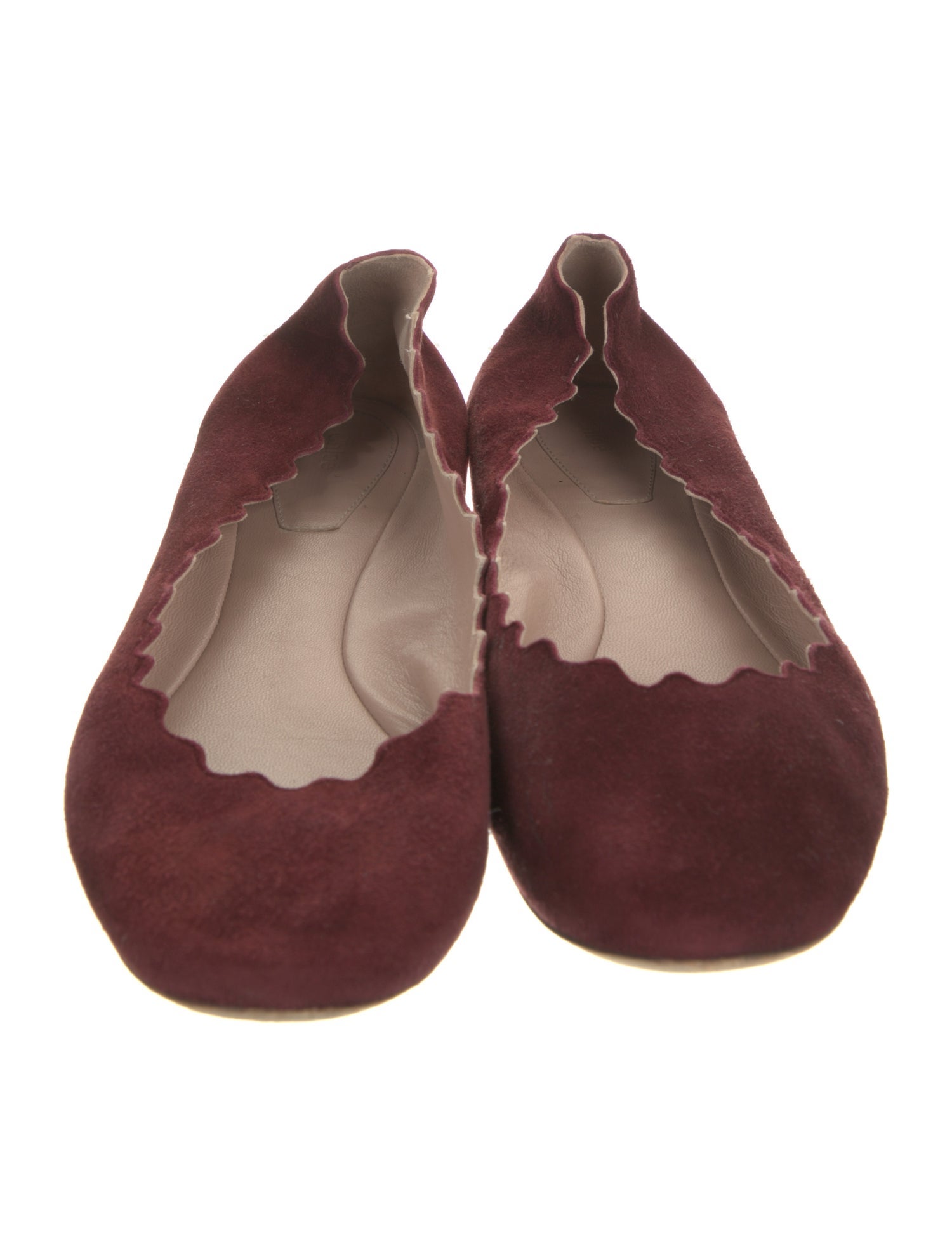 Chloé Suede Scalloped Accent Flats