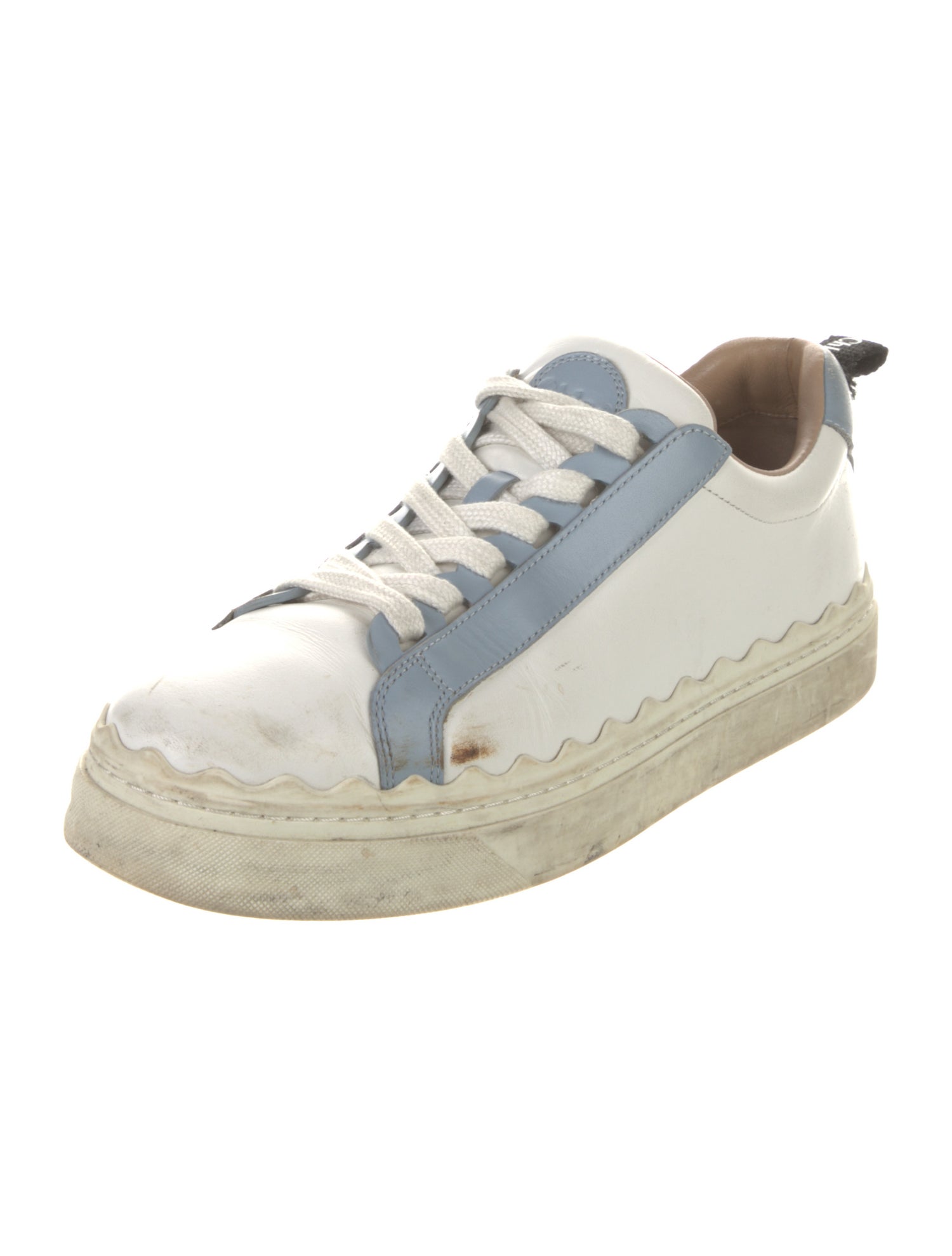 Chloé Leather Scalloped Accent Sneakers
