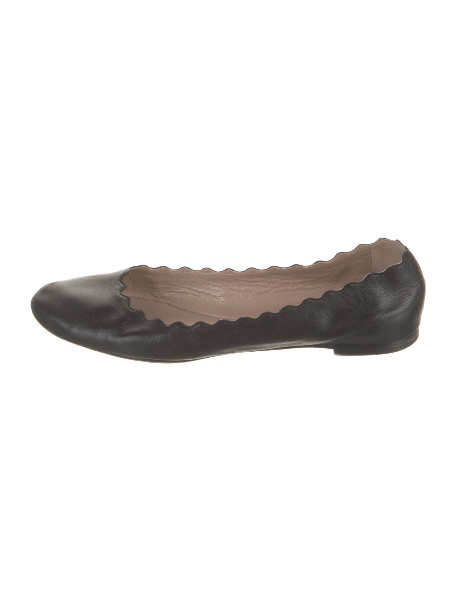 Chloé Leather Scalloped Accent Ballet Flats