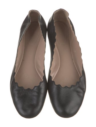 Chloé Leather Scalloped Accent Ballet Flats