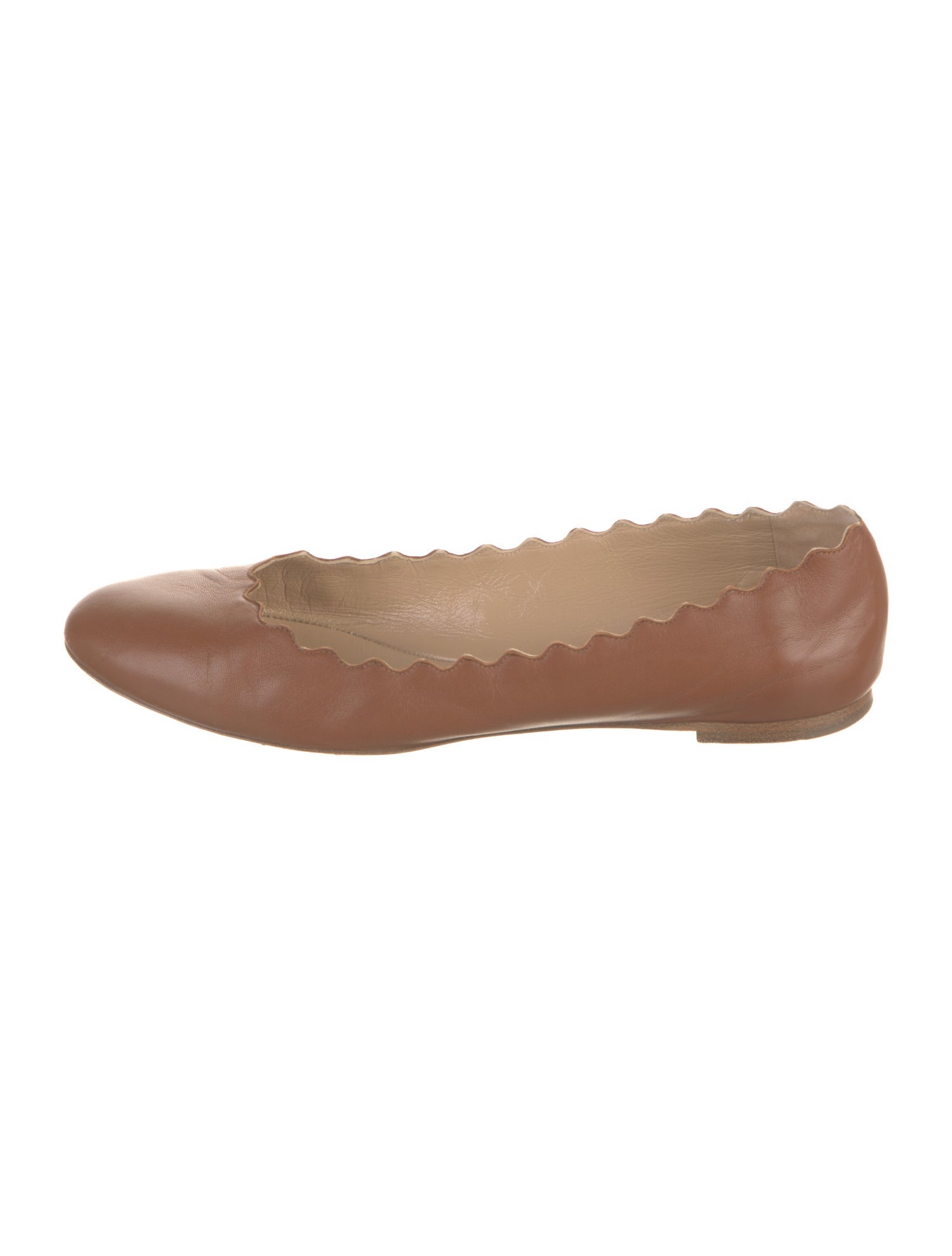 Chloé Leather Scalloped Accent Ballet Flats