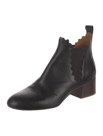 Chloé Leather Scalloped Accent Chelsea Boots