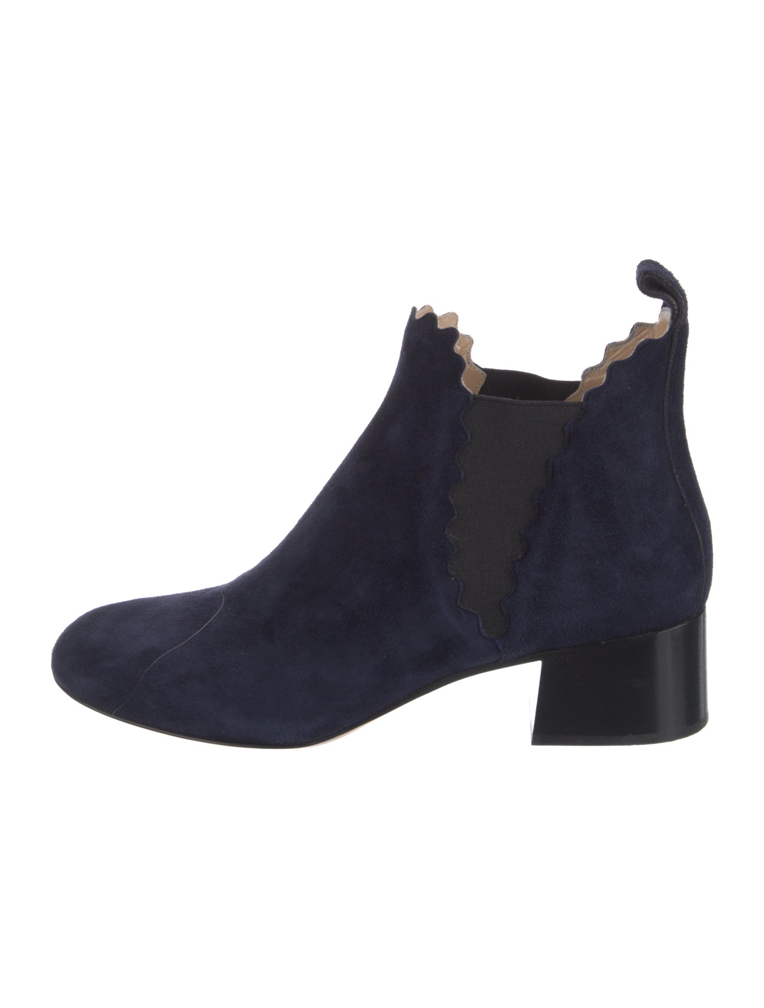 Chloé Suede Scalloped Accent Chelsea Boots