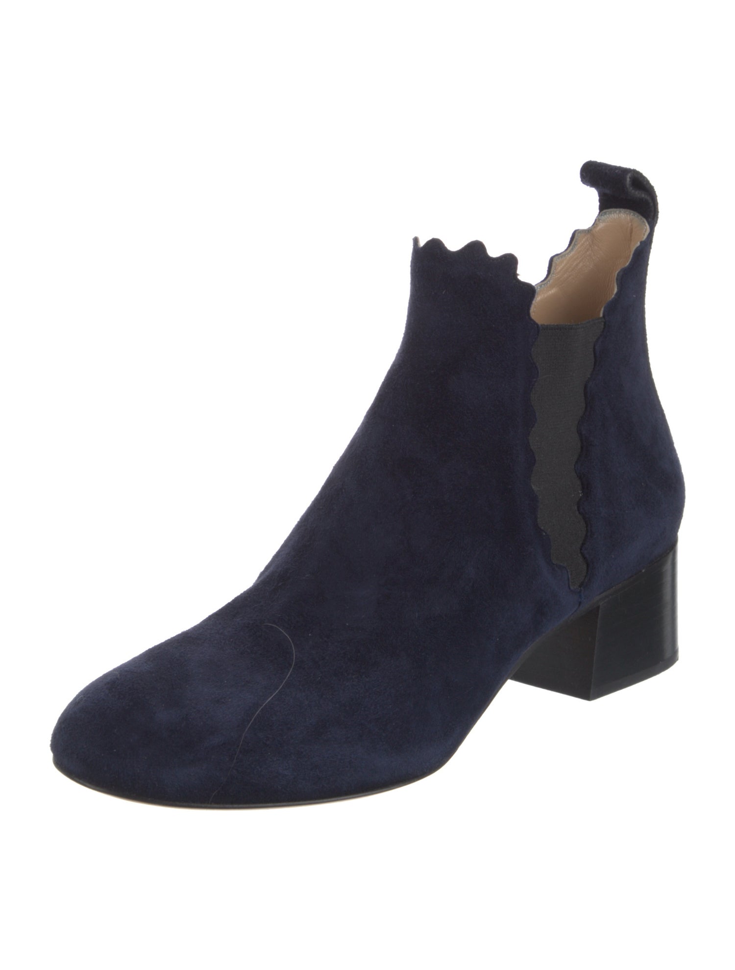 Chloé Suede Scalloped Accent Chelsea Boots