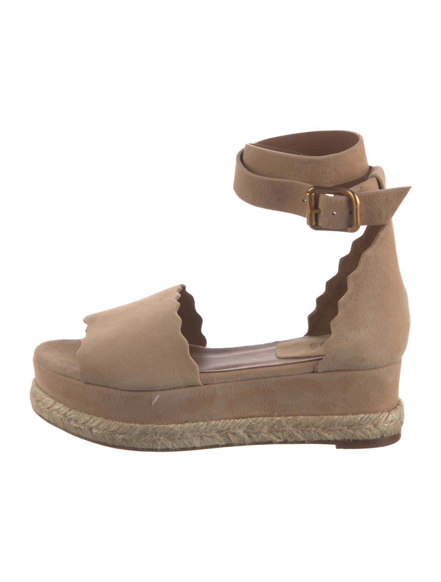 Chloé Suede Scalloped Accent Espadrilles