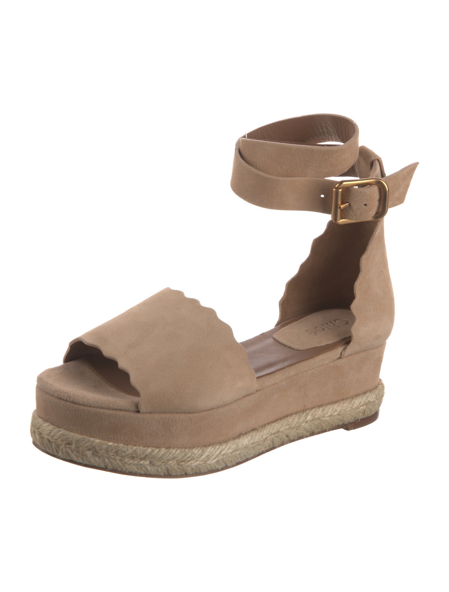 Chloé Suede Scalloped Accent Espadrilles