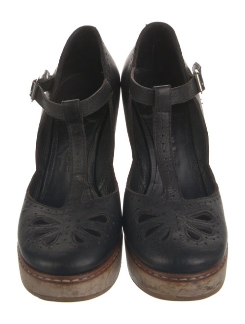 Chloé Leather Lasercut Accents T-Strap Pumps