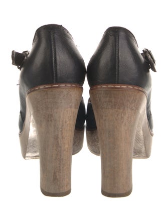 Chloé Leather Lasercut Accents T-Strap Pumps