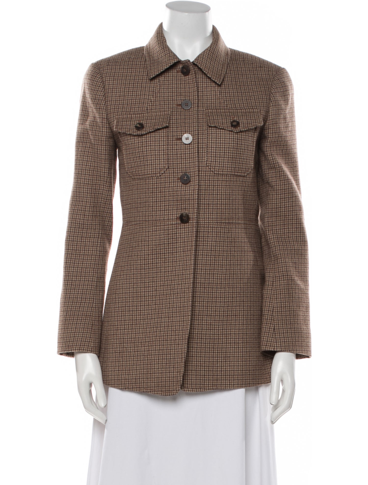 Chloé Virgin Wool Plaid Print Blazer