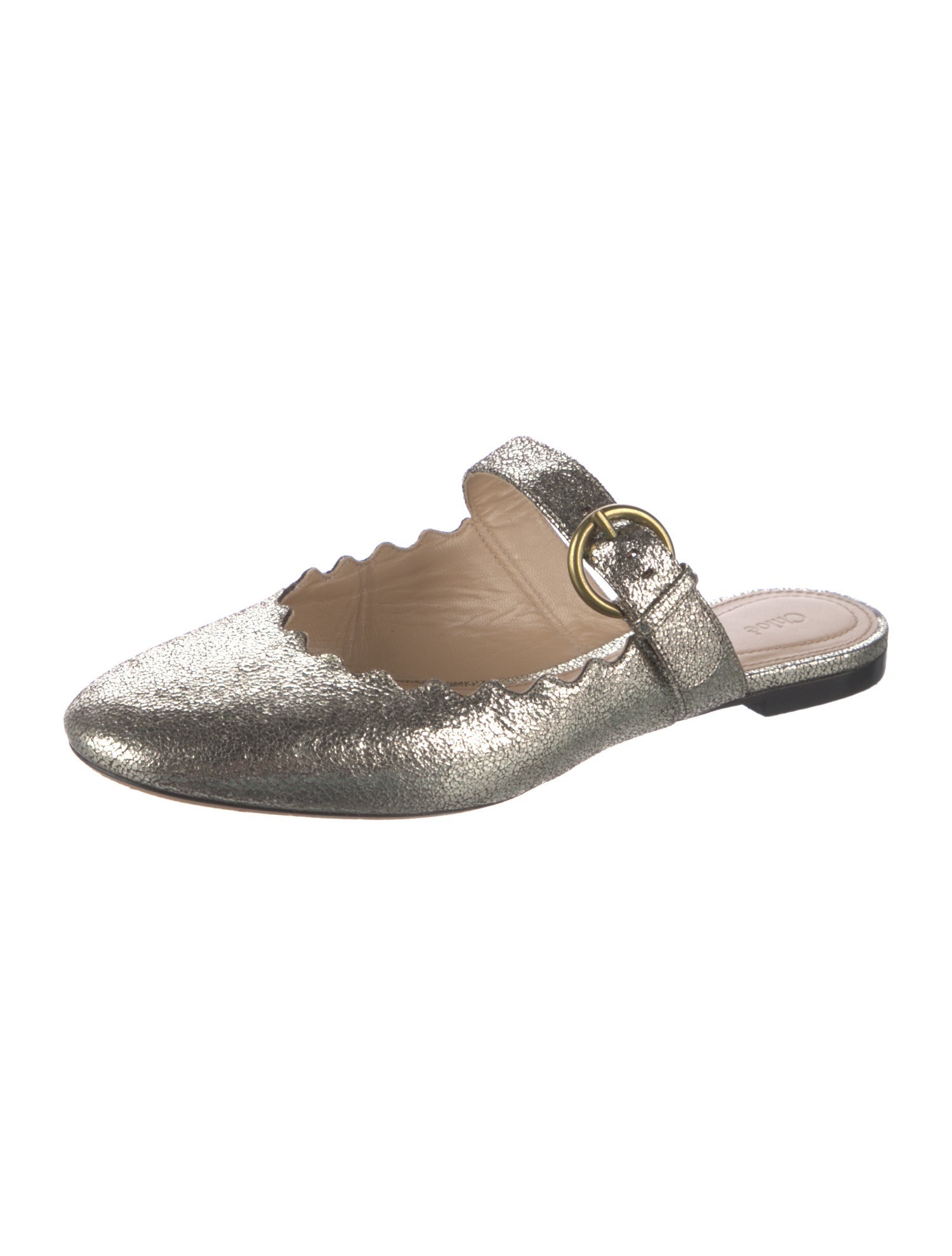 Chloé Leather Scalloped Accent Mules