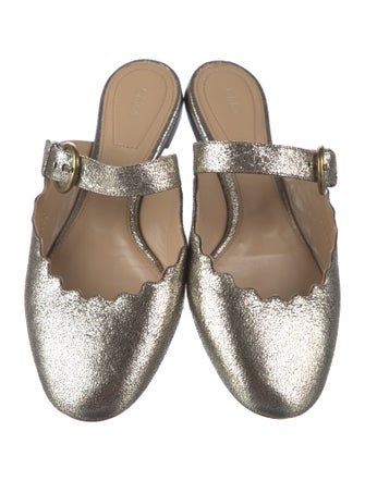 Chloé Leather Scalloped Accent Mules