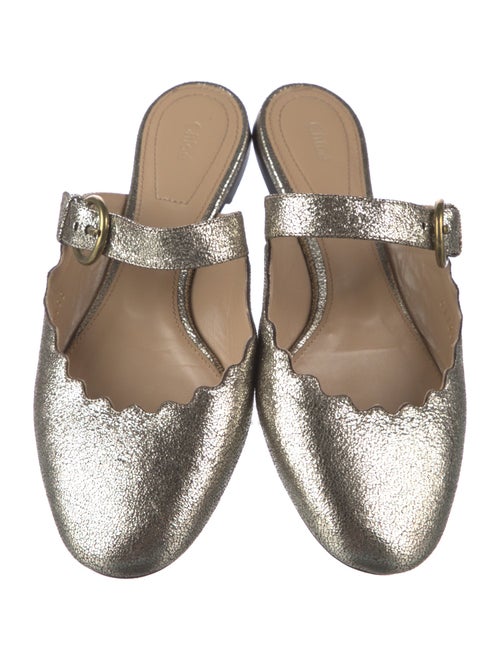 Chloé Leather Scalloped Accent Mules