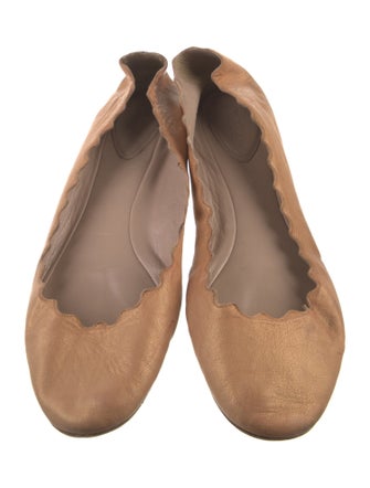 Chloé Leather Scalloped Accent Ballet Flats