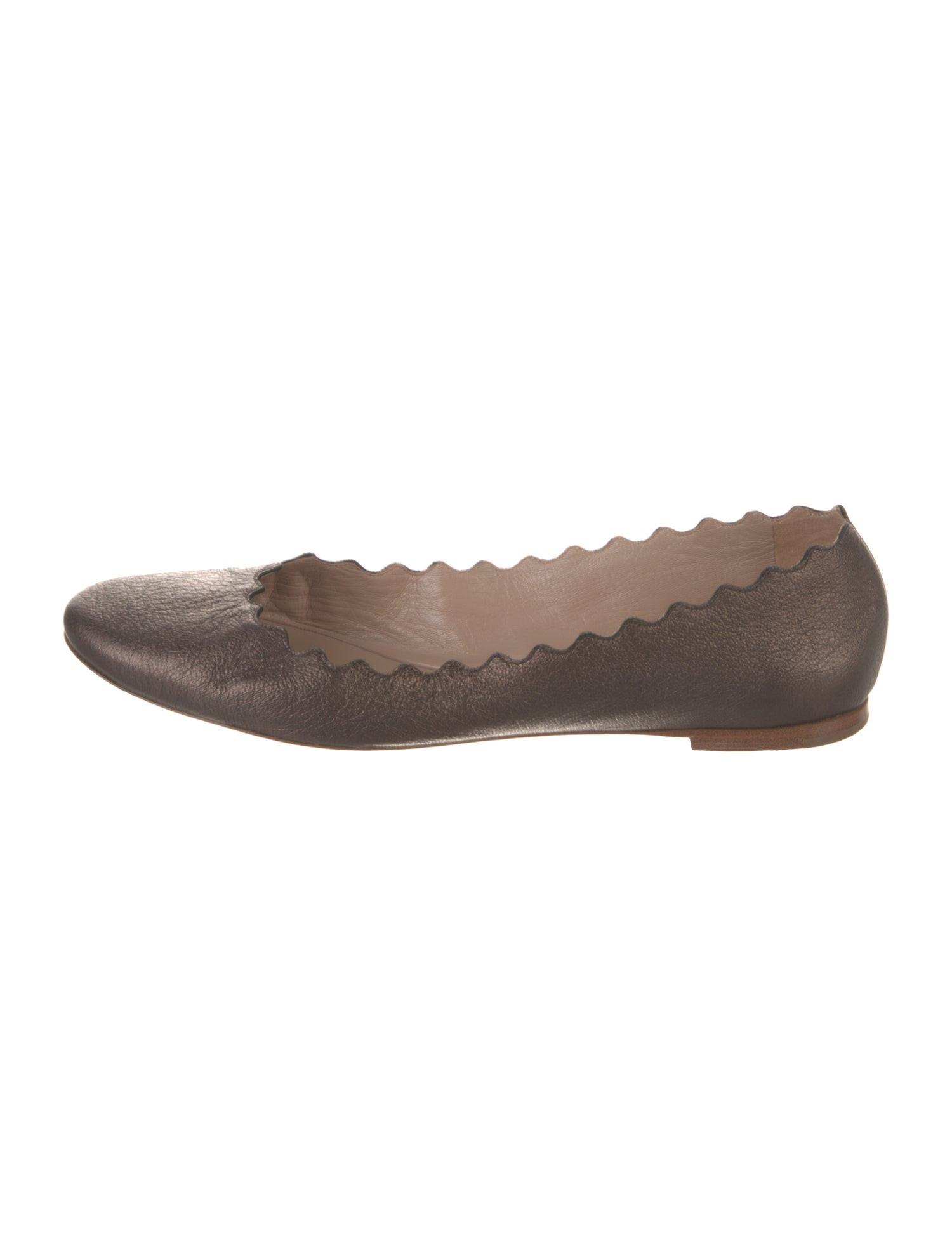 Chloé Leather Scalloped Accent Ballet Flats