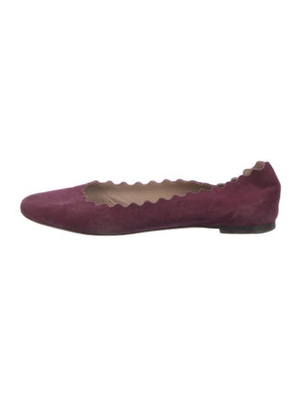 Chloé Suede Scalloped Accent Ballet Flats