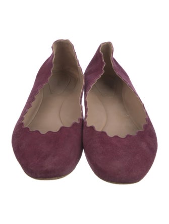 Chloé Suede Scalloped Accent Ballet Flats