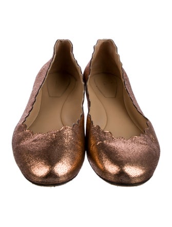 Chloé Leather Scalloped Accent Ballet Flats