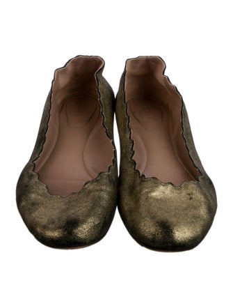 Chloé Leather Scalloped Accent Ballet Flats
