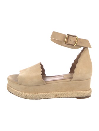Chloé Suede Scalloped Accent Espadrilles