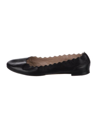 Chloé Leather Scalloped Accent Ballet Flats