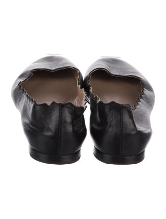 Chloé Leather Scalloped Accent Ballet Flats