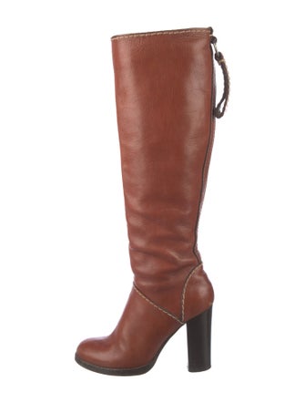 Chloé Leather Whipstitch Trim Boots