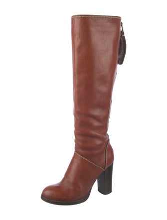 Chloé Leather Whipstitch Trim Boots
